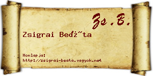 Zsigrai Beáta névjegykártya