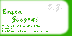 beata zsigrai business card
